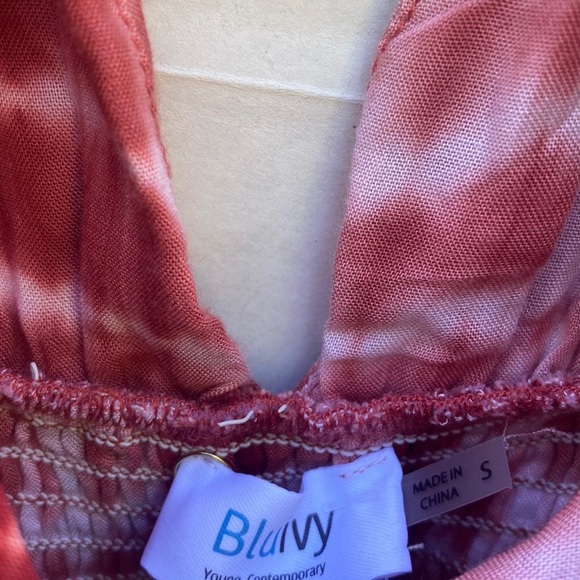 NWT Bluivy Womens small rust red bamboo tie dye plunge short sleeve maxi dress - Picture 8 of 10